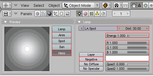 Supported features for Area, Hemi and Sun (DirectionalLight) properties
